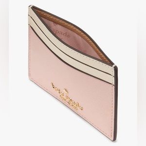 🆕 Kate Spade Rose Smoke Colorblock Saffiano Leather Slim Card Holder Wallet